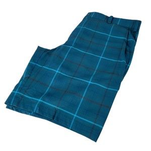 Nike Golf Shorts 10.5” Mens 36 Teal Plaid Stretch Tech Performance